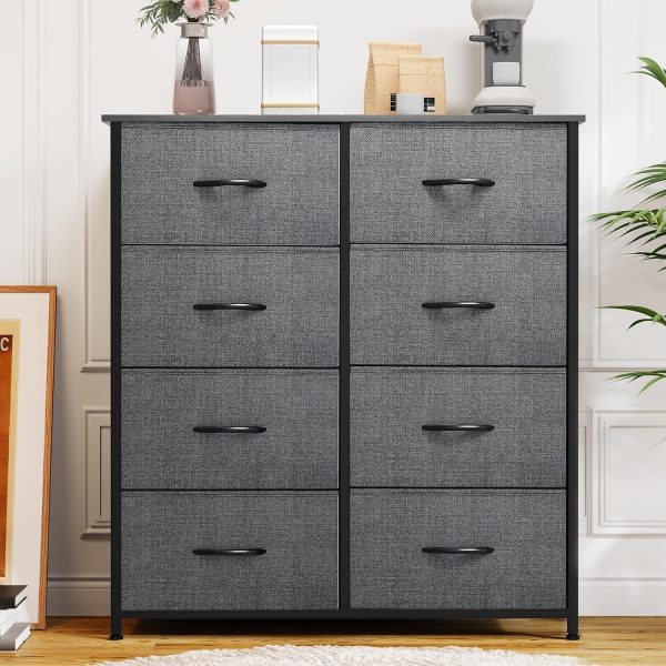 DWVO Dresser for Bedroom, Fabric Dresser with 8 Drawers, Chest of Drawers for Closet, Living Room