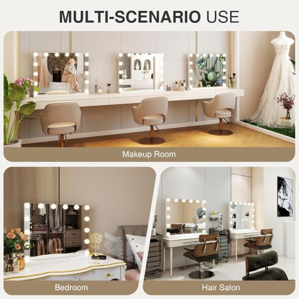 Hollywood Vanity Mirror with 14 LED Bulbs, Professional Lighted Makeup Mirror with Adjustable Brightness & 3 Color Temperatures, Light up Mirror for Bathroom, Dressing Room